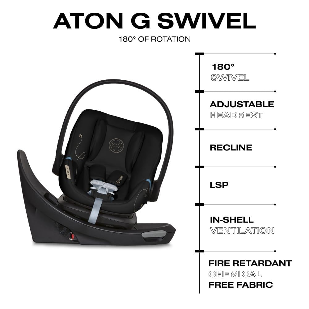 Foto 6 pulgar | Asiento De Coche Infantil Cybex Aton G Giratorio Con Rotación De 180° En Forma De Luna Negra - Venta Internacional.