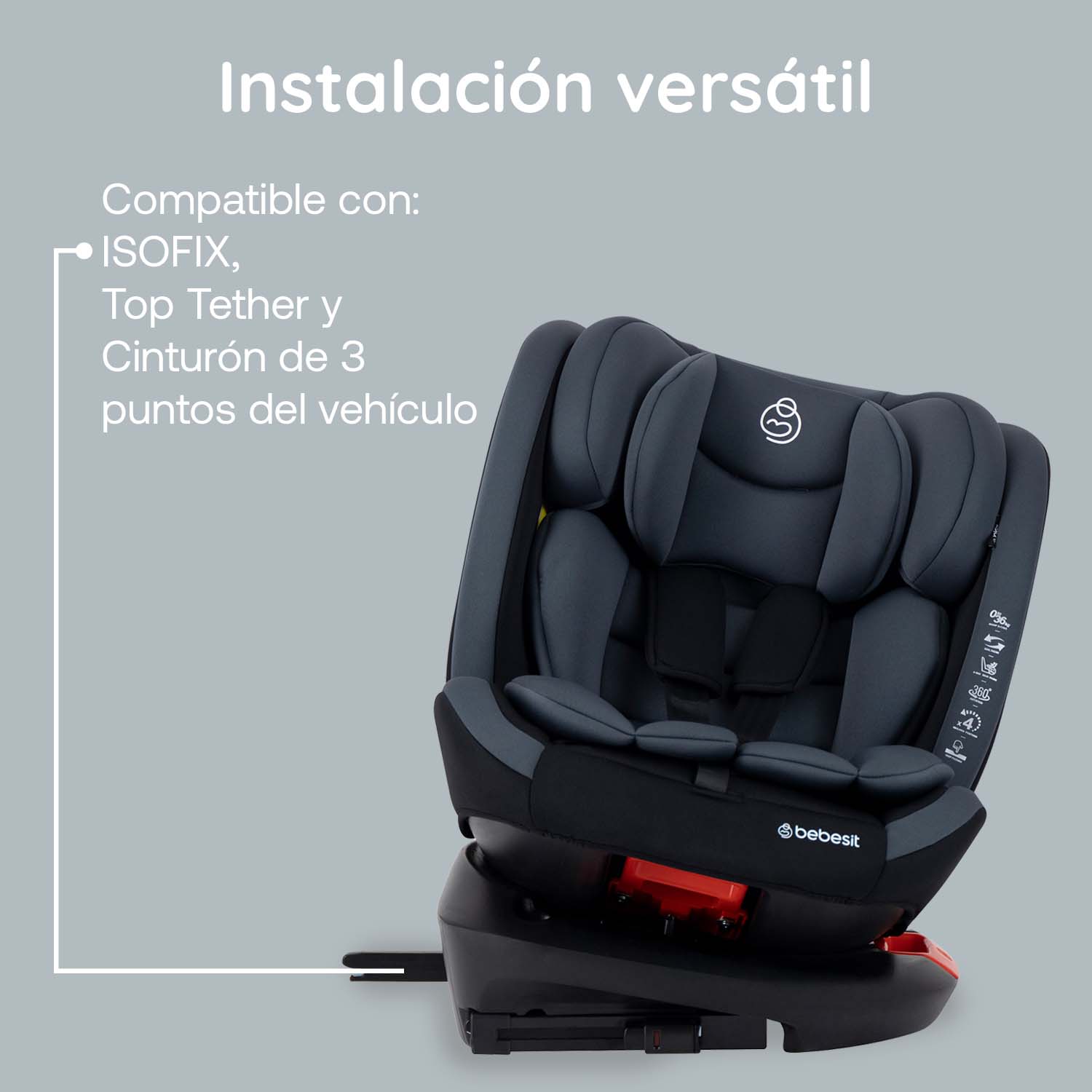 Foto 6 pulgar | Silla para Auto Bebesit Rio Giro 360° Isofix Reclinable