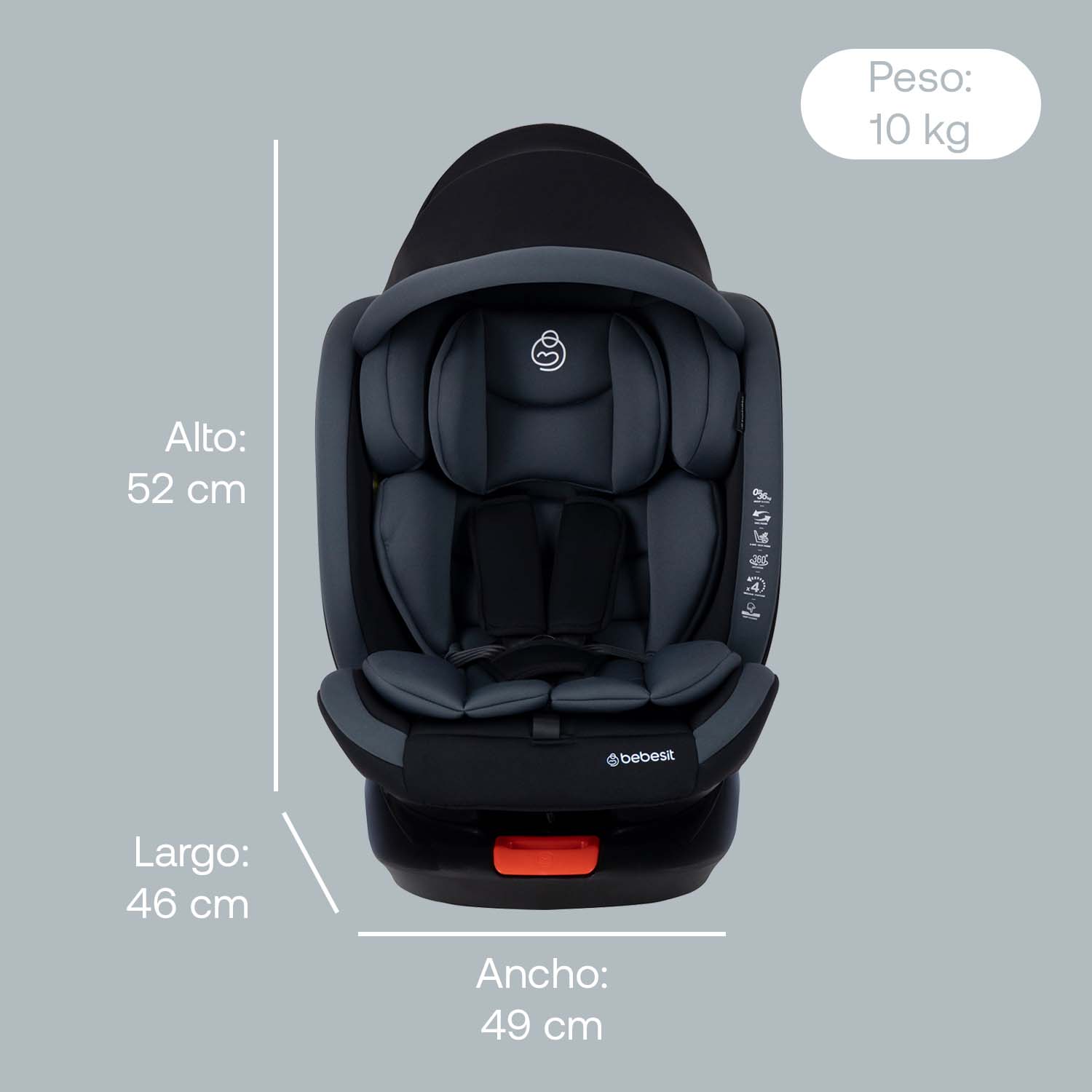 Foto 9 pulgar | Silla para Auto Bebesit Rio Giro 360° Isofix Reclinable