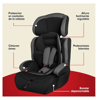 Foto 3 | Autoasiento Silla Booster Benjo Bebe Carro 9 A 36kg Color Negro Con Gris