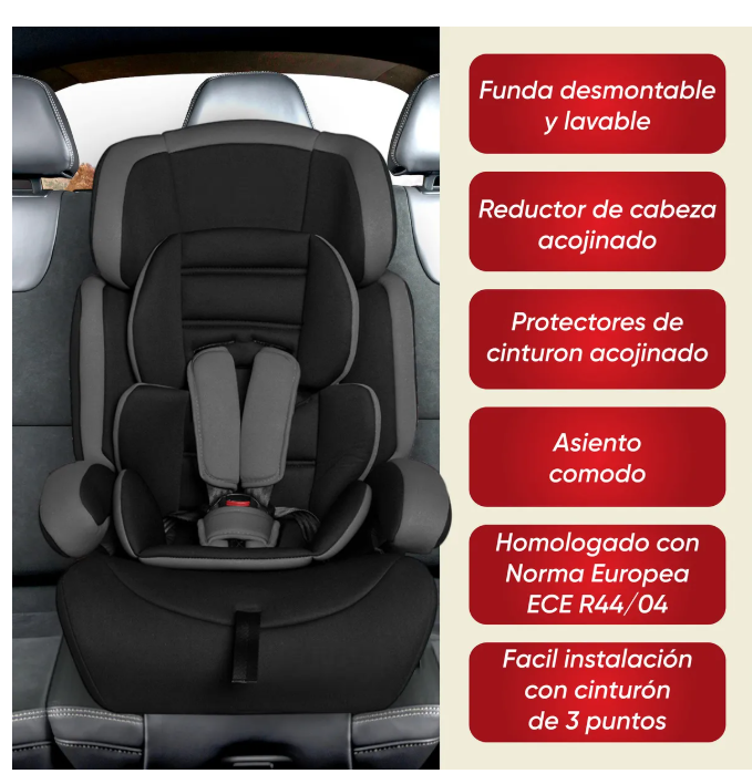 Foto 6 pulgar | Autoasiento Silla Booster Benjo Bebe Carro 9 A 36kg Color Negro Con Gris