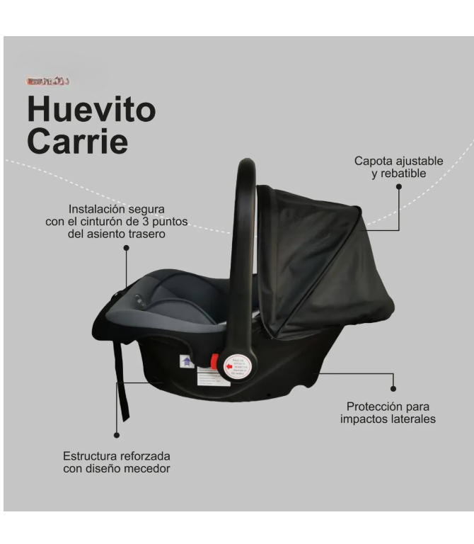 Foto 4 pulgar | Autoasiento Para Carro  Huevito Porta Bebe Carrie Carrie Negro