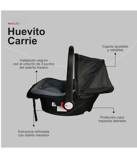 Foto 3 | Autoasiento Para Carro Huevito Porta Bebe Carrie Carrie Negro