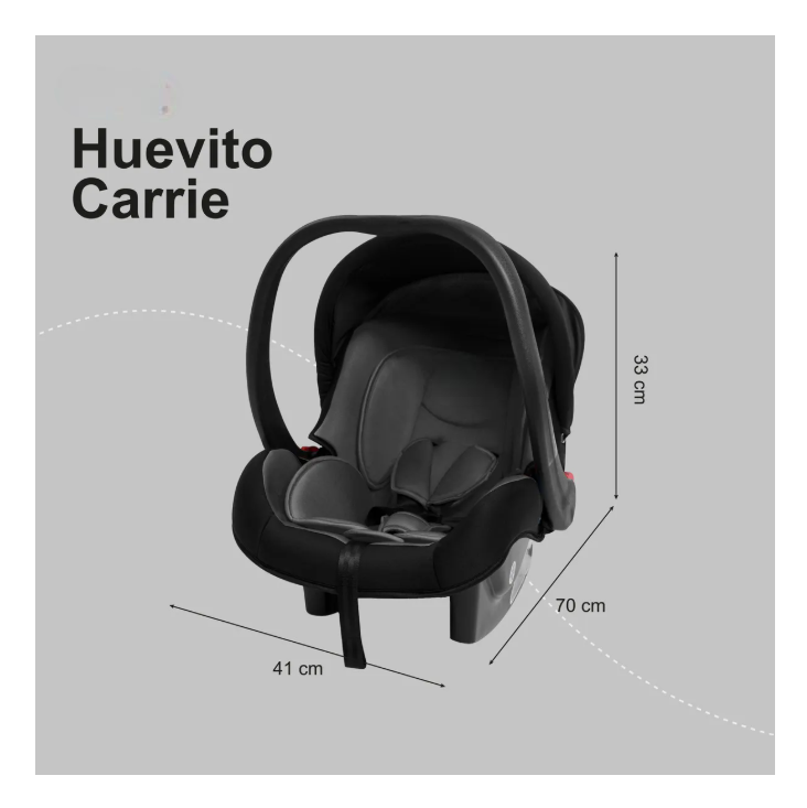 Foto 5 pulgar | Autoasiento Para Carro  Huevito Porta Bebe Carrie Carrie Negro