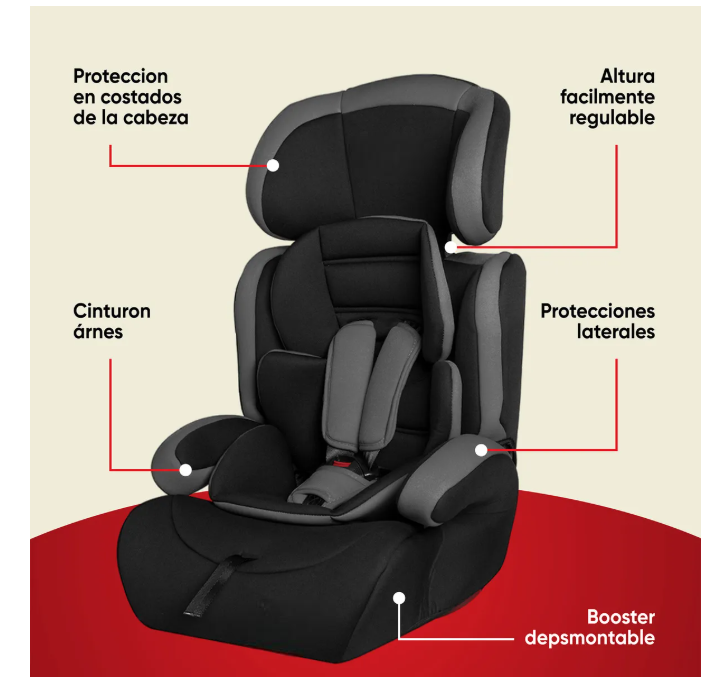 Foto 4 | Autoasiento Booster  Benjo 9kg A 36kg Color Negro
