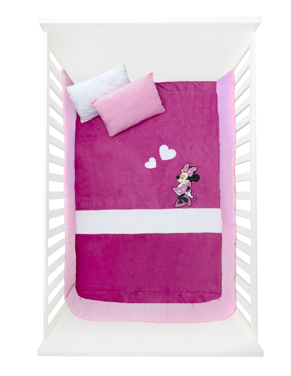 Cobertor Bordado Viajero Minnie Chiqui Mundo color Rosa