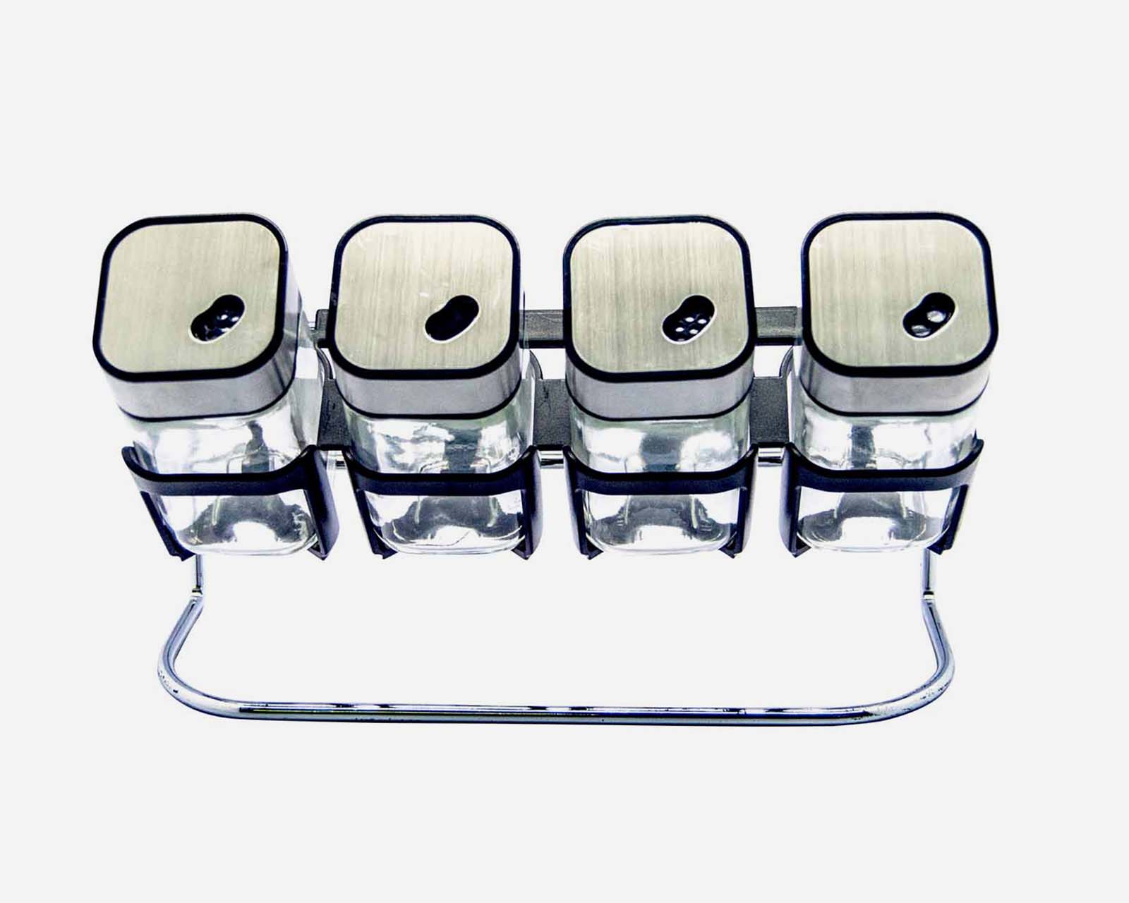 Especieros 4 Piezas Good & Good M06-ER0007 de Multi Acero Cromado/Vidrio