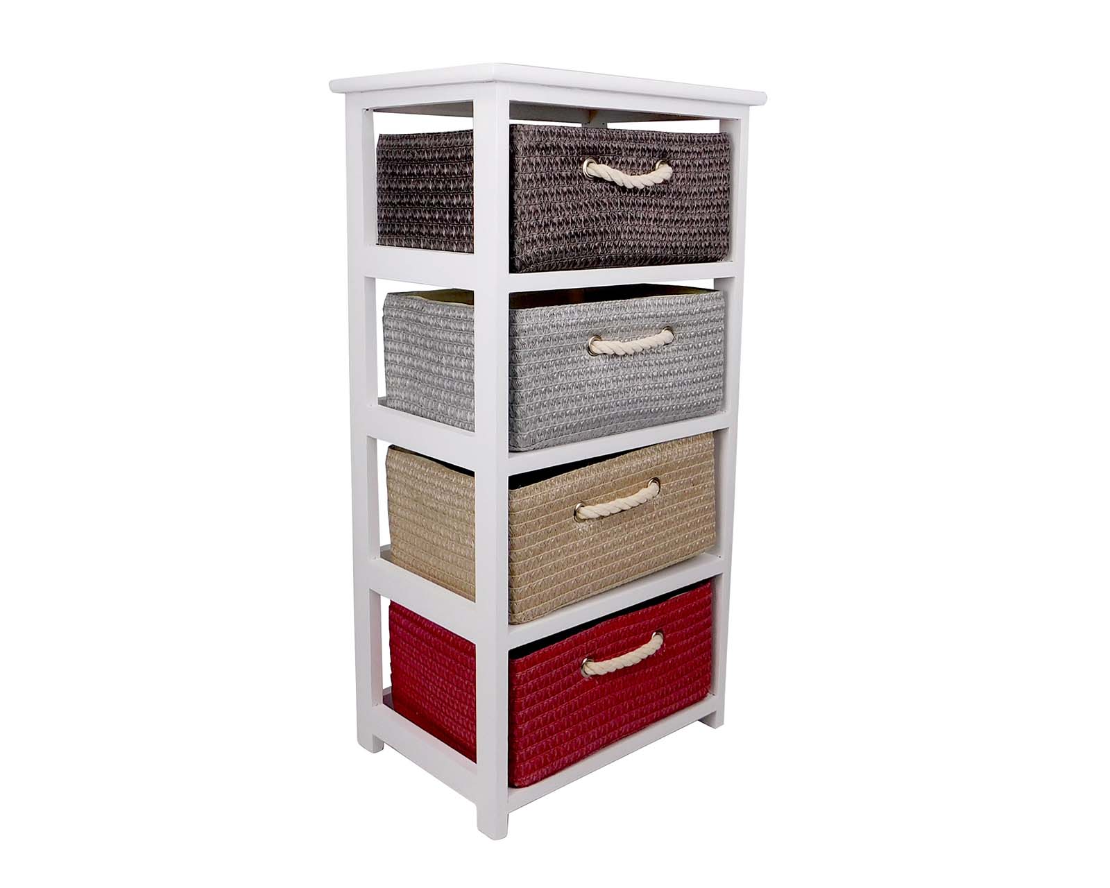 Foto 3 pulgar | Mueble Organizador con 4 Cajones Good & Good M21-MO0001 color Blanco de Rattan/Tela