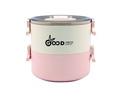Foto 1 | Portavianda Doble con Utensilio Good & Good M01-PV0002 color Rosa de Plástico