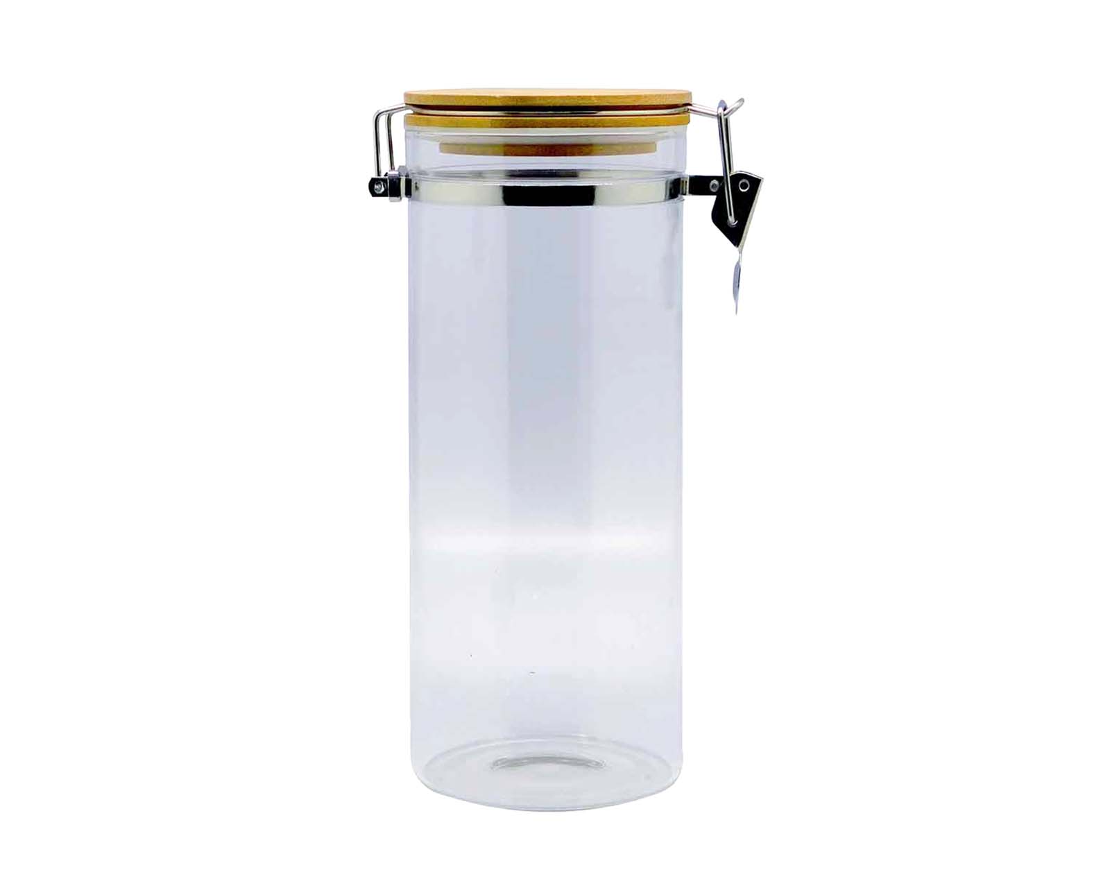 Contenedor Hermético Redondo con Tapa de Clip 1.5 l Good & Good M7-CR0011 Transparente de Cristal/Bambú