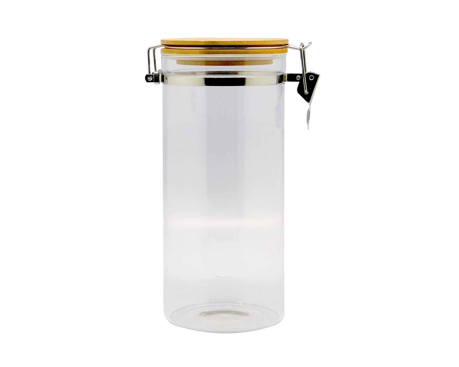 Contenedor Hermético Redondo con Tapa de Clip 1.2 l Good & Good M7-CR0010 Transparente de Cristal/Bambú