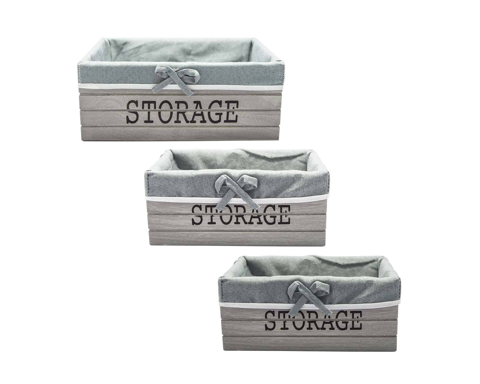 Foto 2 pulgar | Set 3 Canastas "Storage" Good & Good M21-CO0007 color Gris de Madera/Tela
