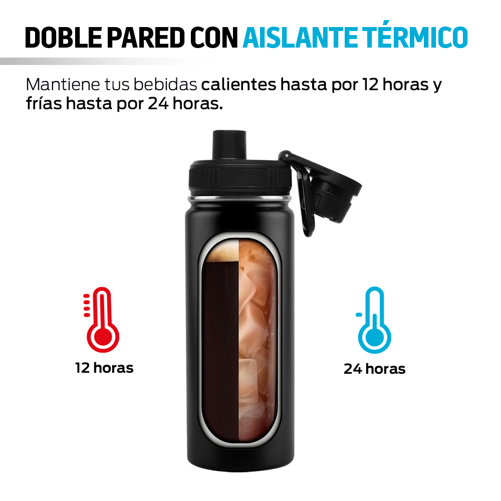 Foto 5 pulgar | Termo de Acero Inoxidable 532 ml Redlemon 79755 Negro