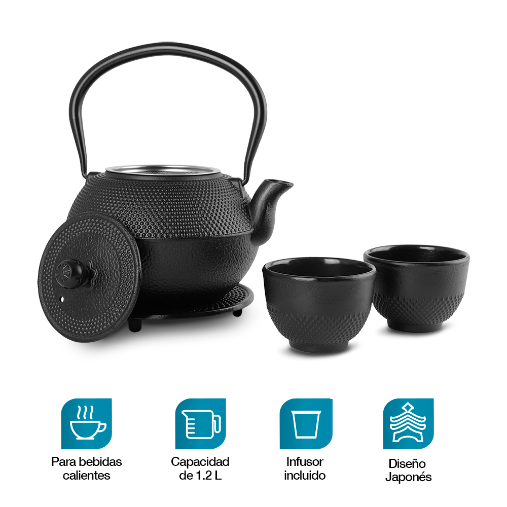 Foto 2 | Tetera Japonesa de Hierro Fundido 1.2 l Redlemon 80252 Negro