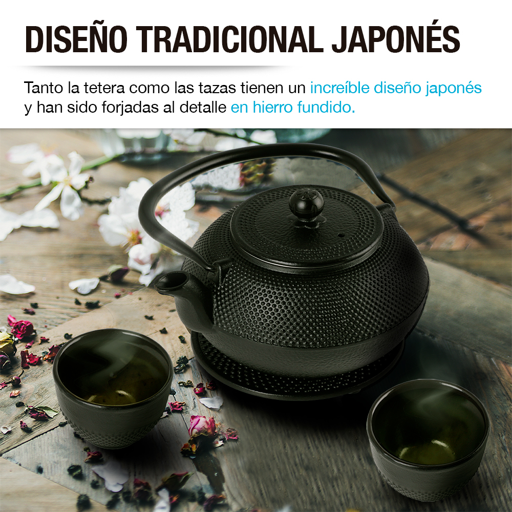 Foto 4 pulgar | Tetera Japonesa de Hierro Fundido 1.2 l Redlemon 80252 Negro