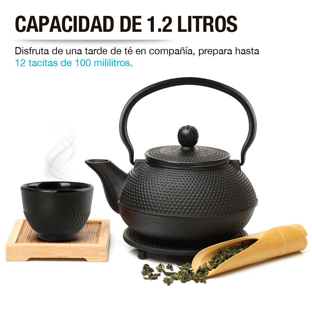 Foto 4 | Tetera Japonesa de Hierro Fundido 1.2 l Redlemon 80252 Negro