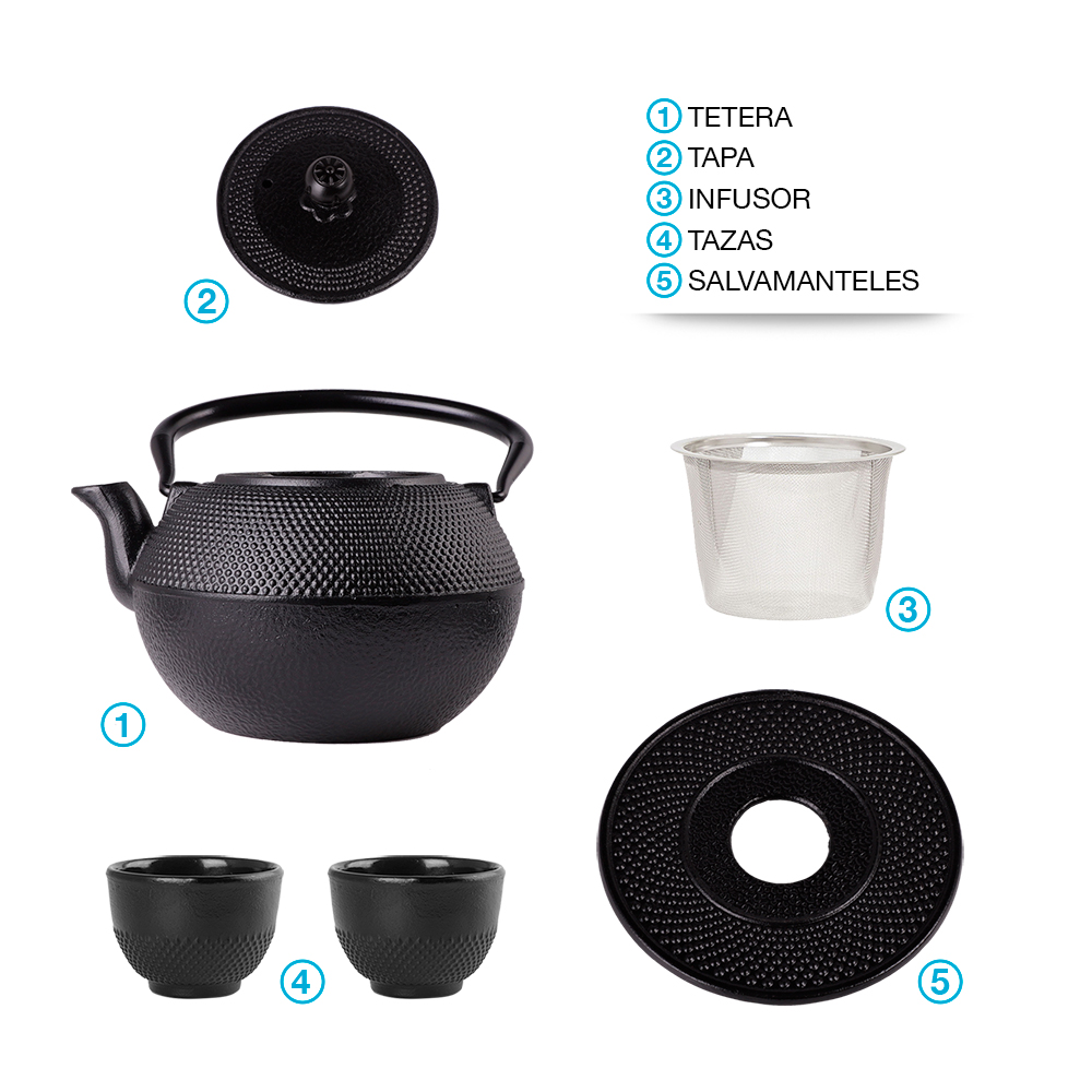 Foto 9 pulgar | Tetera Japonesa de Hierro Fundido 1.2 l Redlemon 80252 Negro