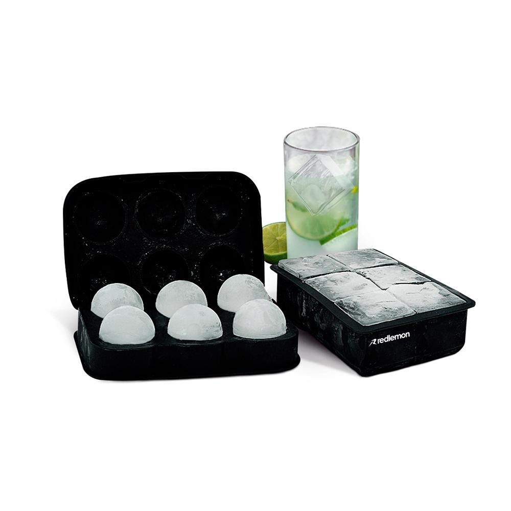 Moldes de Silicón para Hielos Redlemon 79289 en Forma de Esferas y Cubos color Negro con 2 Piezas