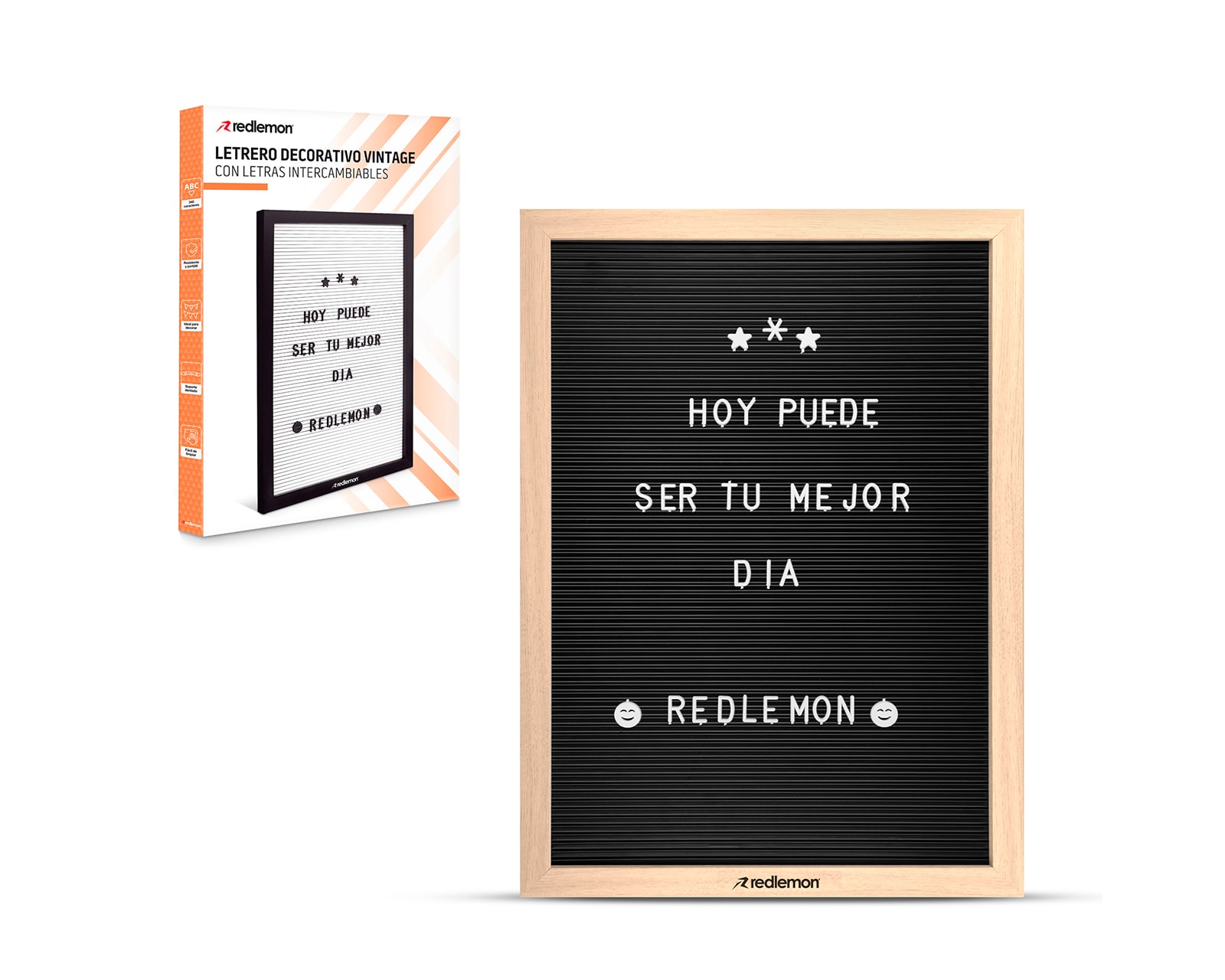 Pizarrón de Madera Vintage Redlemon 79281-Bl de Letras color Negro con 340 Piezas $339