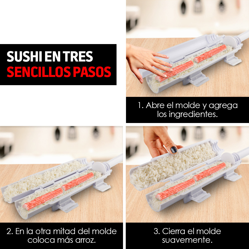 Foto 4 pulgar | Molde para Hacer Rollos de Sushi Redlemon 77839 color Blanco Fácil de Utilizar y Resistente