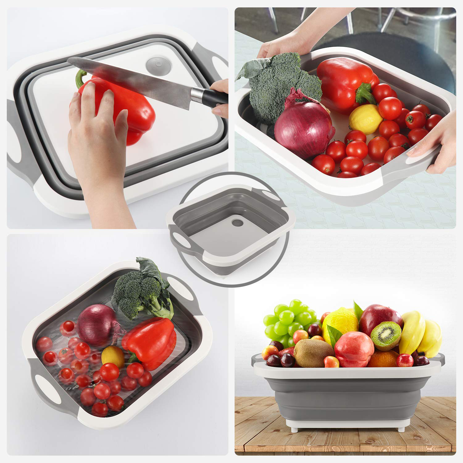 Foto 2 | Cesta de Cocina Plegable Aquila 3 en 1 con Colador y Tabla para Picar