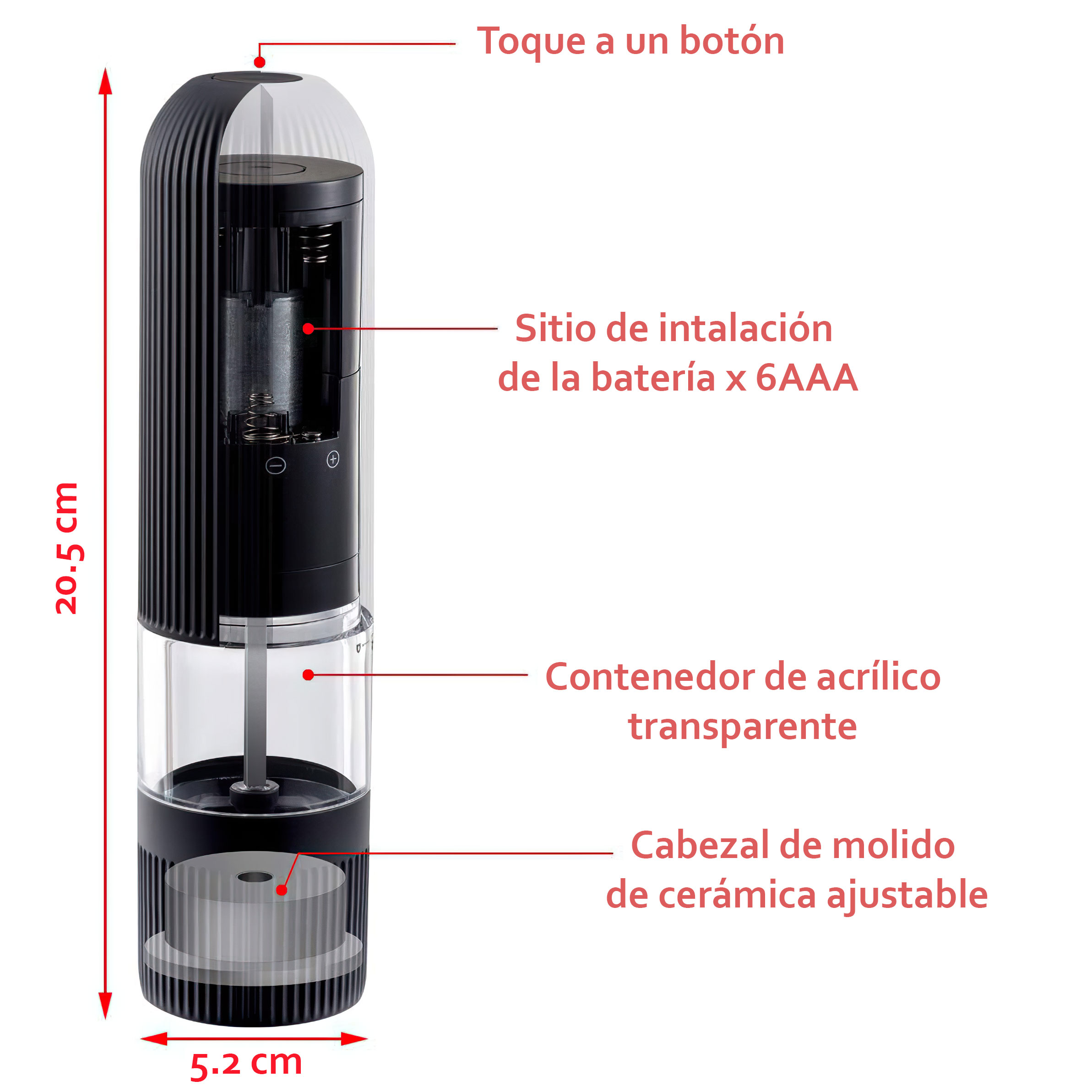 Foto 3 pulgar | Molino para Especias Eléctrico Innova Negro