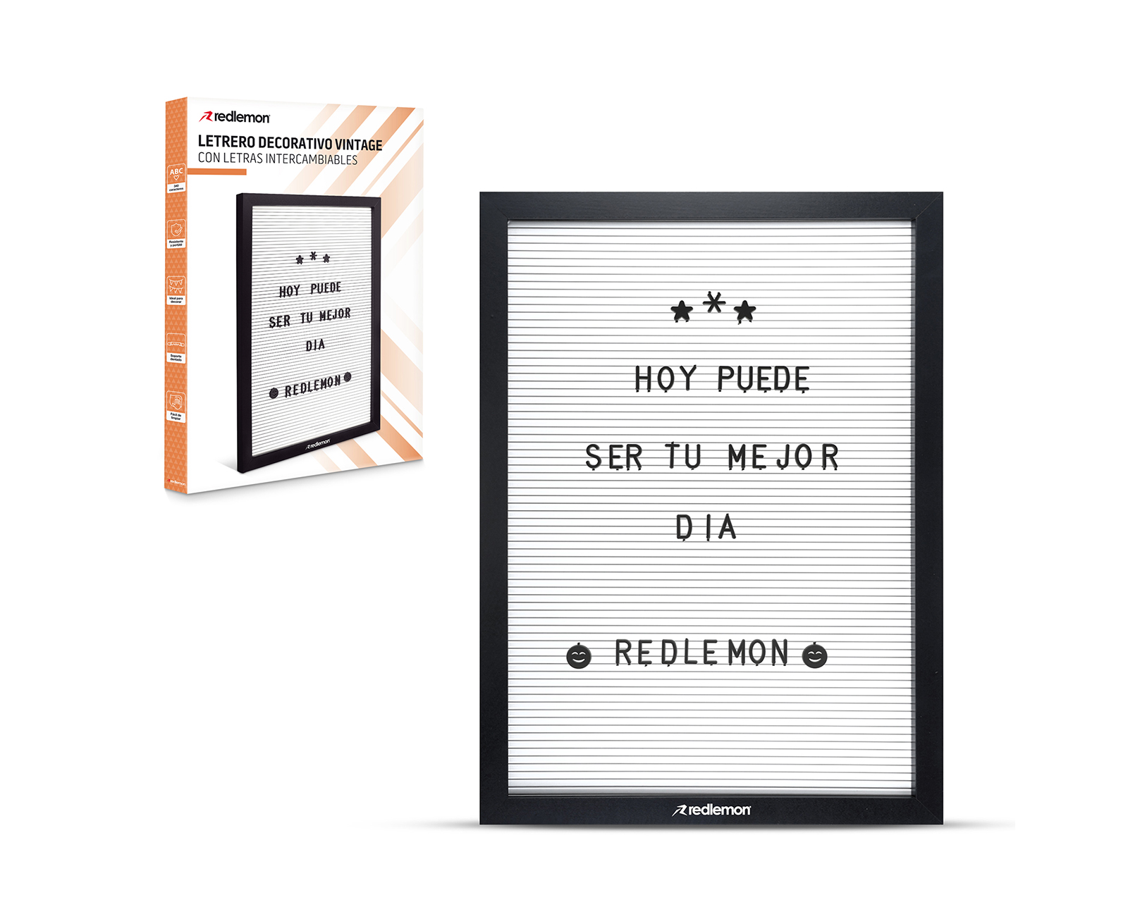 Foto 2 pulgar | Pizarrón de Madera Vintage Redlemon 79281-Wh  de Letras Intercambiables color Blanco con 340 Piezas