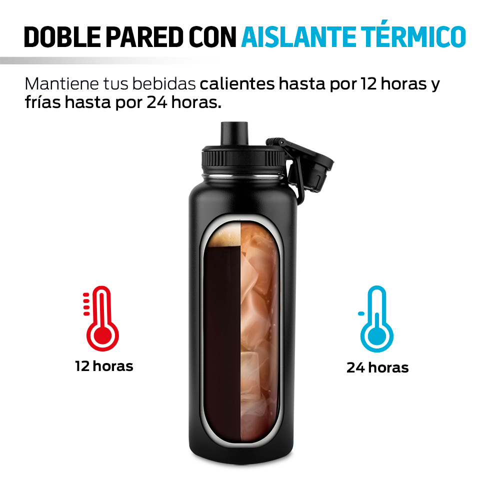 Foto 4 | Termo de Acero Inoxidable con Aislamiento Térmico de 40 Onzas 1.2 L Redlemon 79053 color Negro