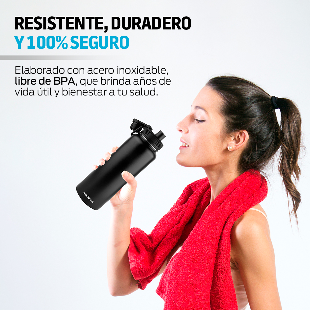 Foto 5 | Termo de Acero Inoxidable con Aislamiento Térmico de 40 Onzas 1.2 L Redlemon 79053 color Negro