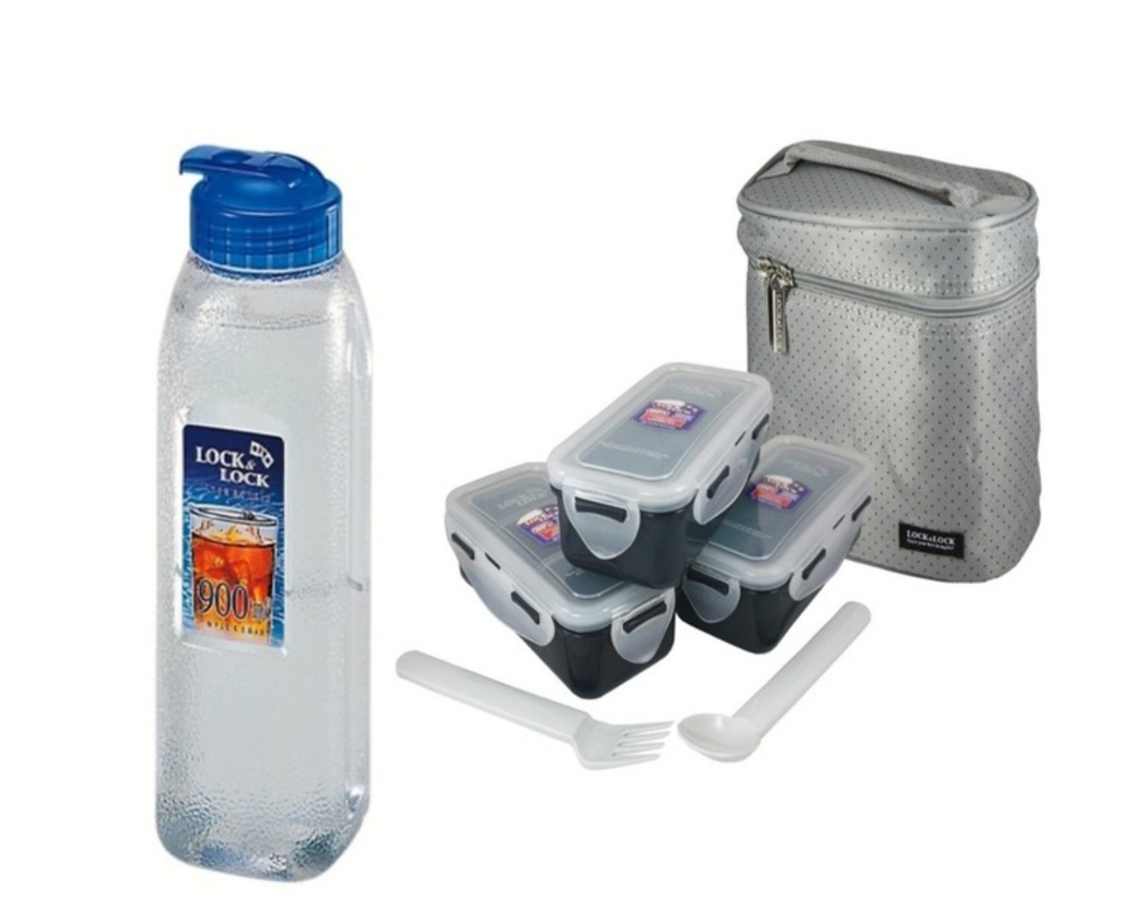 Foto 2 pulgar | Set de Lunch con Botella ce Agua Lock & Lock Hpllunch 900 m color Gris