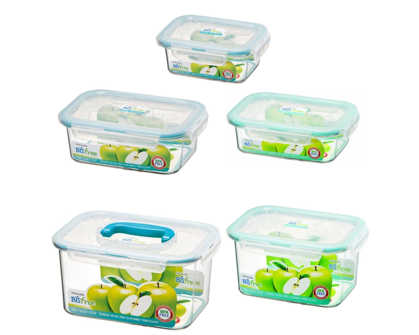 Set de 5 Contenedores Bisfree Lock & lock Lbf990 de Tritán