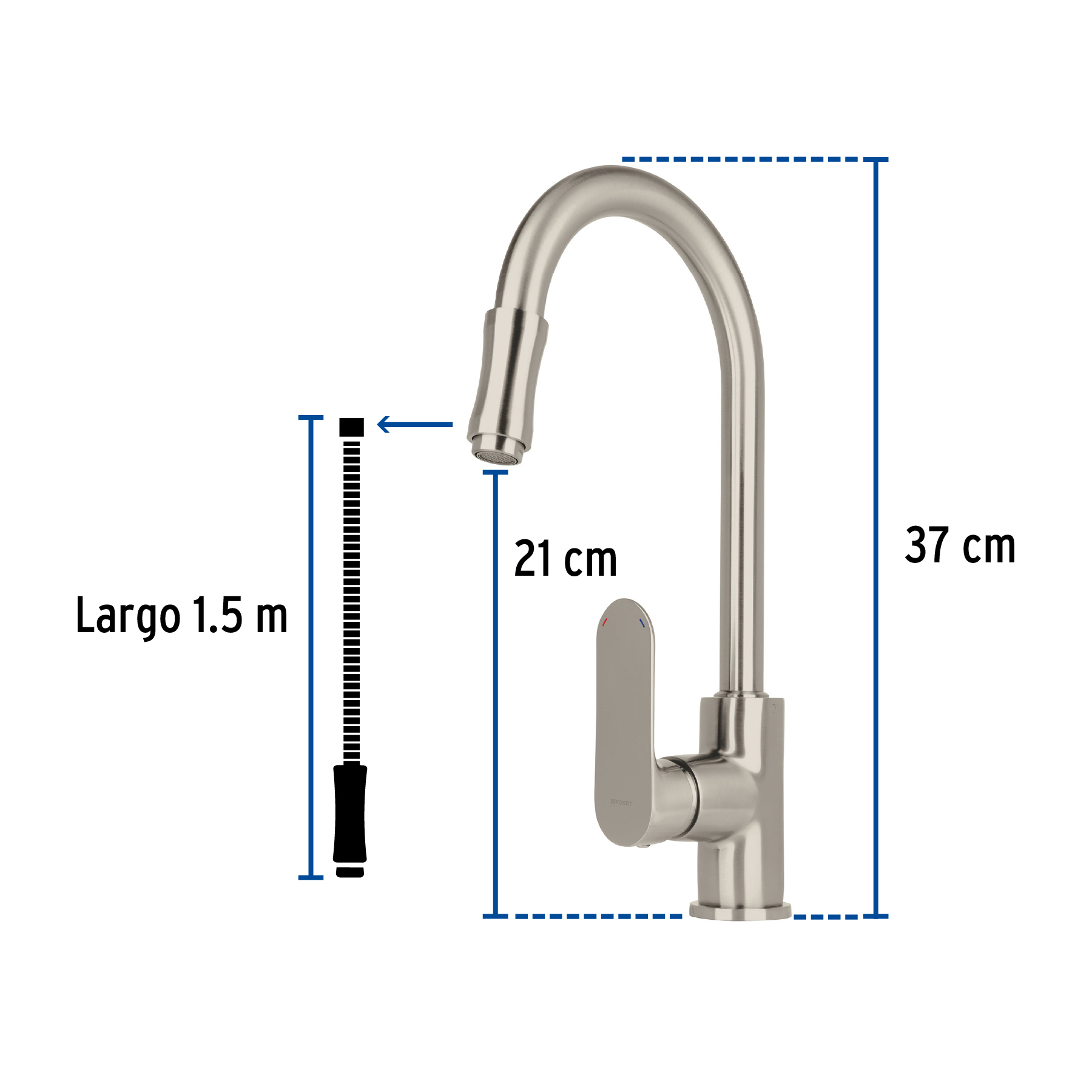 Foto 4 pulgar | Mezcladora Foset para Fregadero Manguera Extraíble Satín Línea Riviera