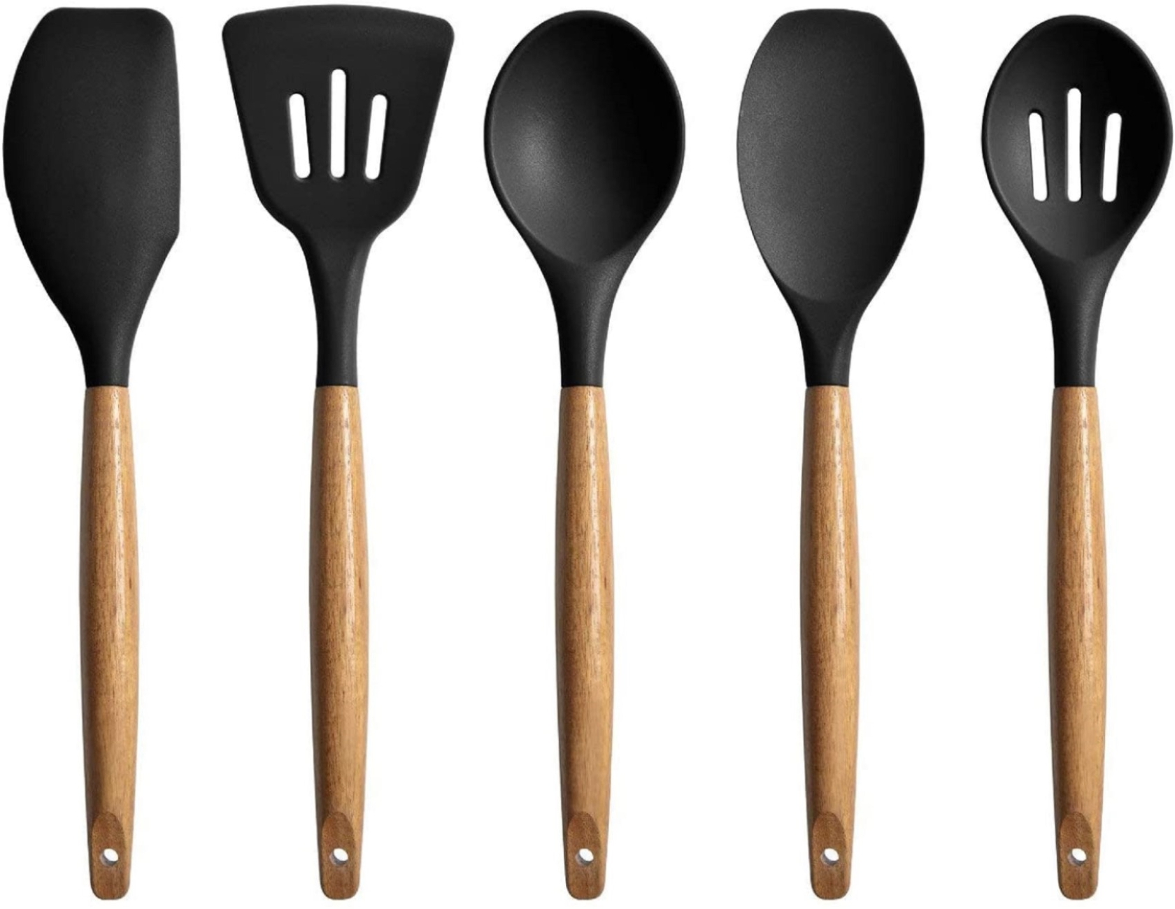 Utensilios de Cocina U Chef de Madera color Negro Juego de Espátulas y Cucharas