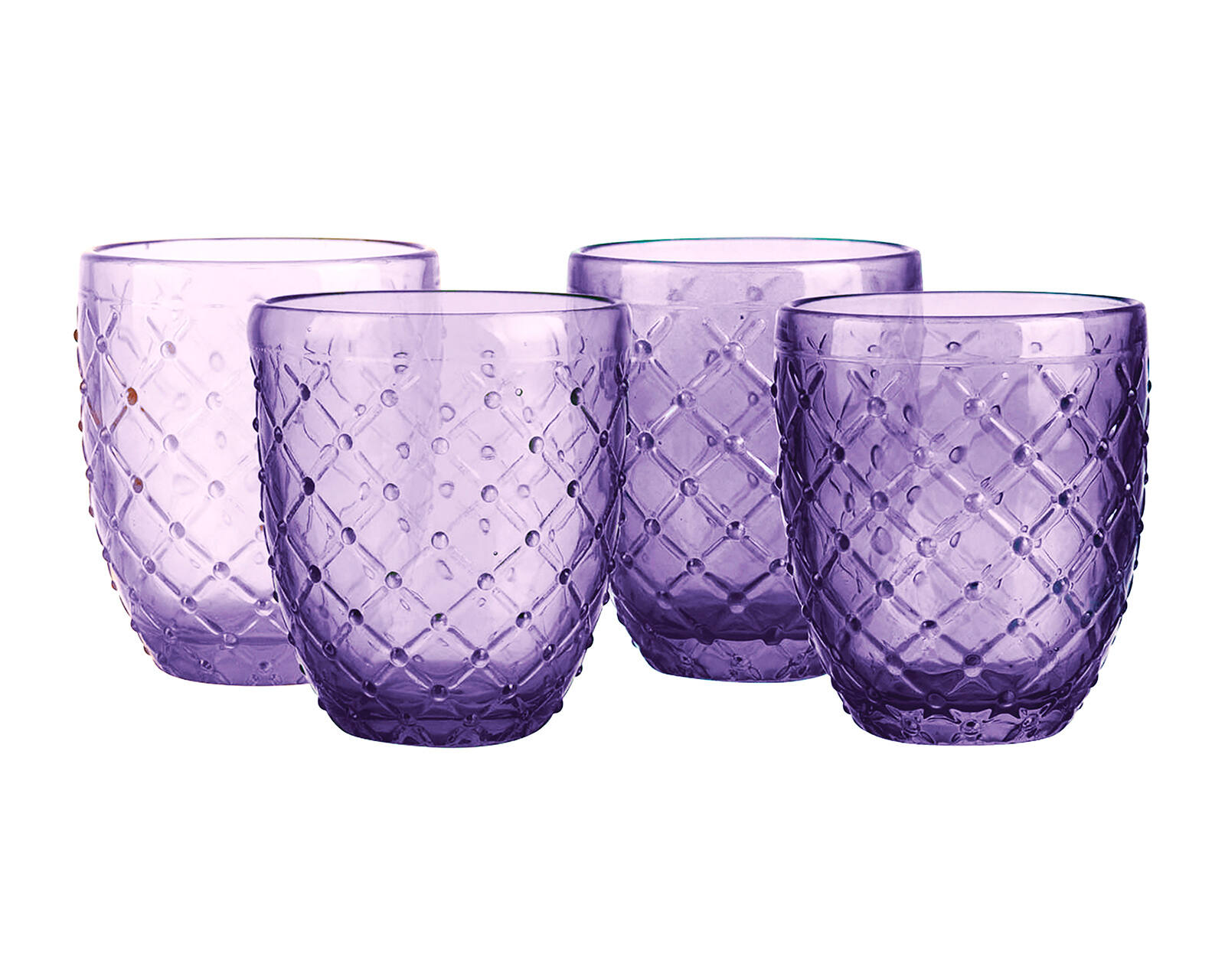 Foto 2 pulgar | Set de 4 Vasos de Cristal Knitted Love & Lemons T150503vi de 305 ml color Púrpura