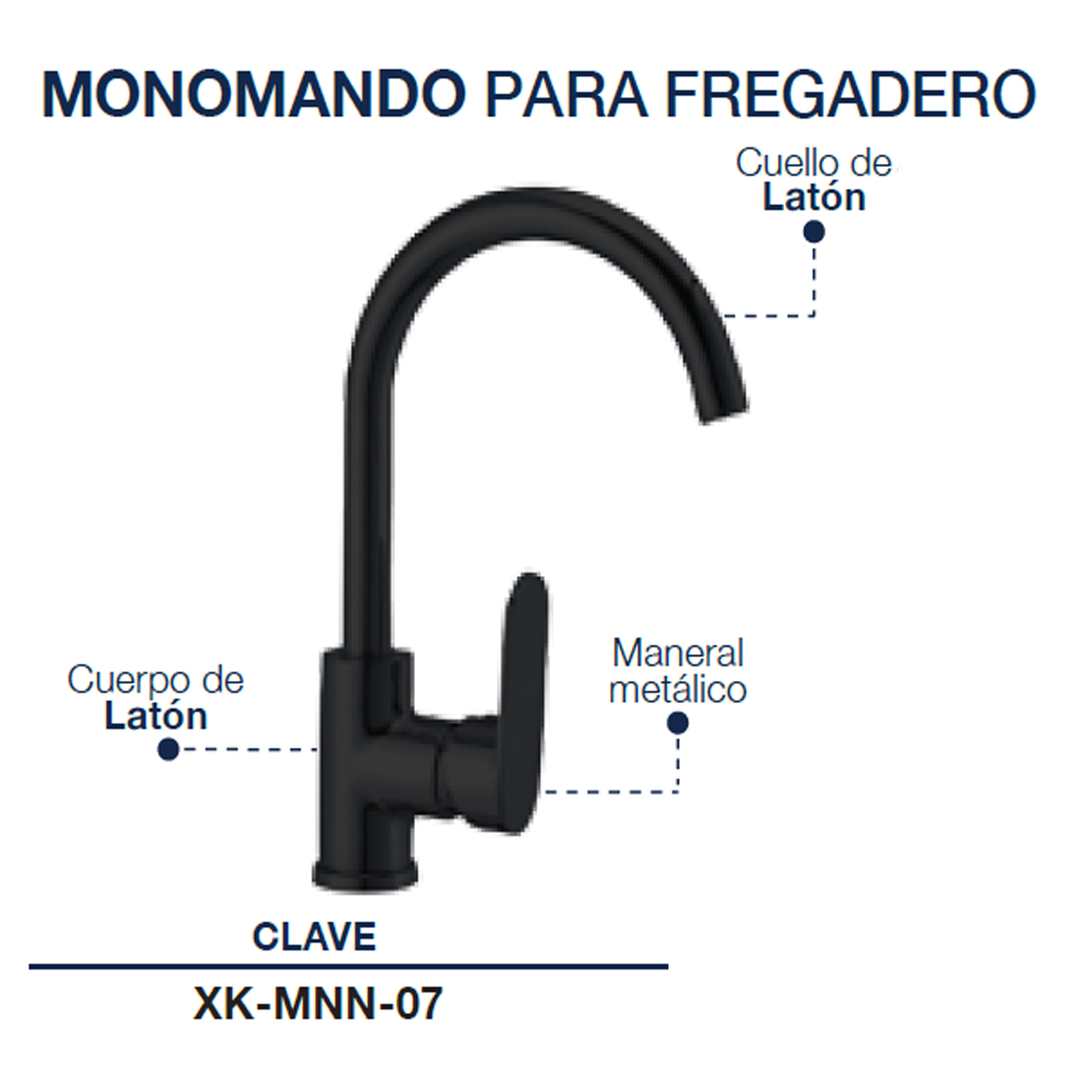 Foto 3 pulgar | Monomando para Fregadero Inox Alfa de Acero Inoxidable Negro