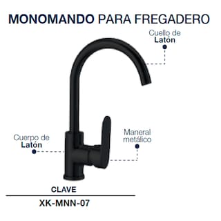 Foto 2 | Monomando para Fregadero Inox Alfa de Acero Inoxidable Negro