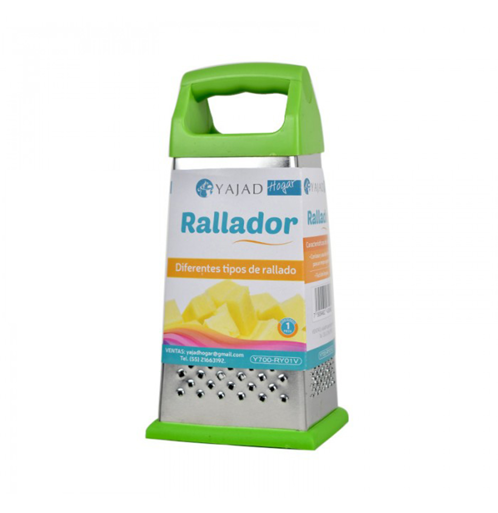 Foto 3 pulgar | Rallador de 4 Caras de Acero Inoxidable Yajad Hogar con Mango y Base de Silicón color Plateado