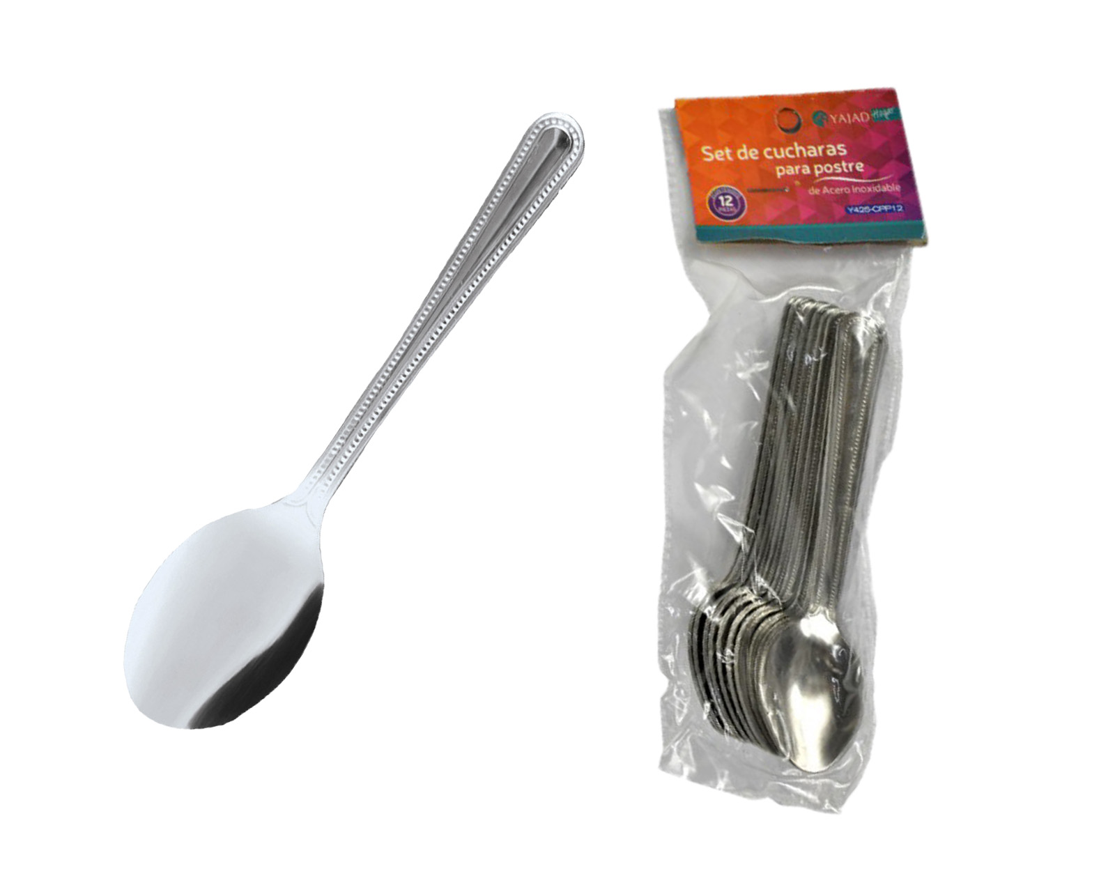 Foto 4 pulgar | Set de 12 Cucharas para Postre Yajad Hogar Puntos Acero Inoxidable color Plateado