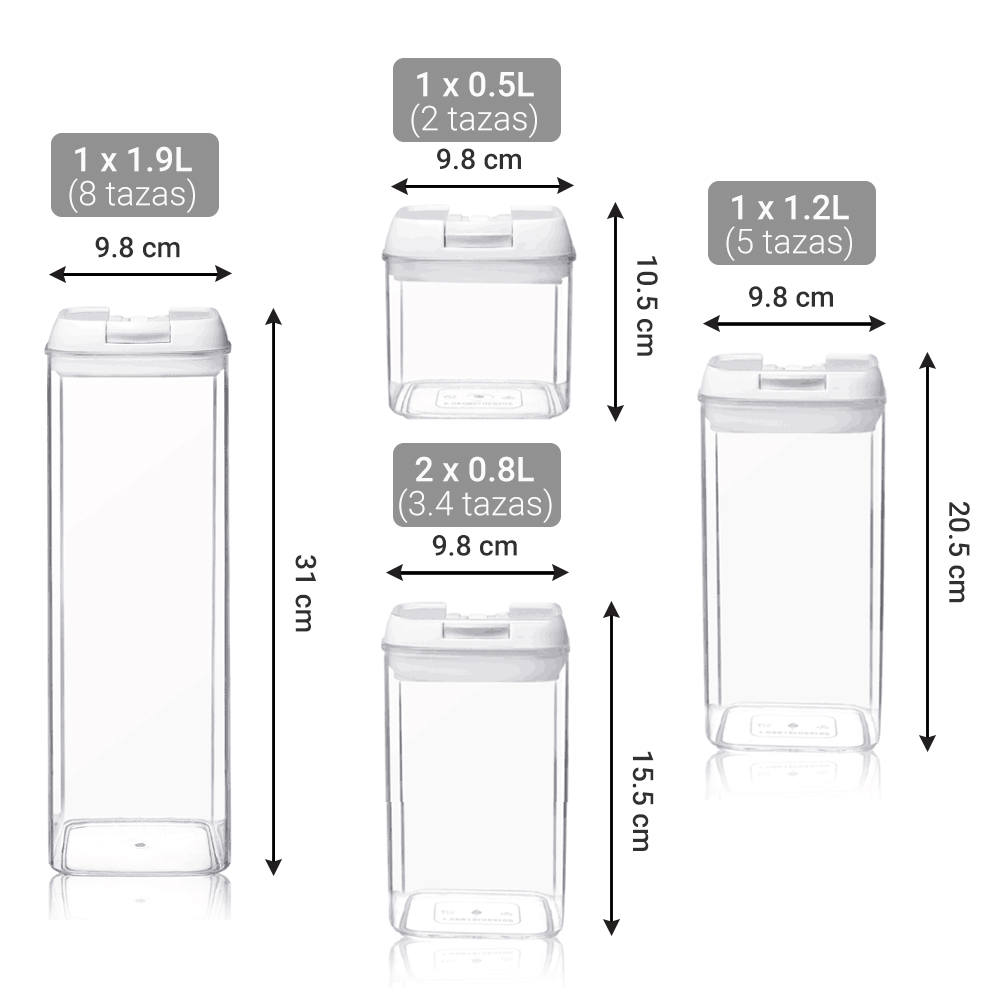 Foto 3 | Set de Contenedores Herméticos Lo Necesito color Transparente 5 Piezas