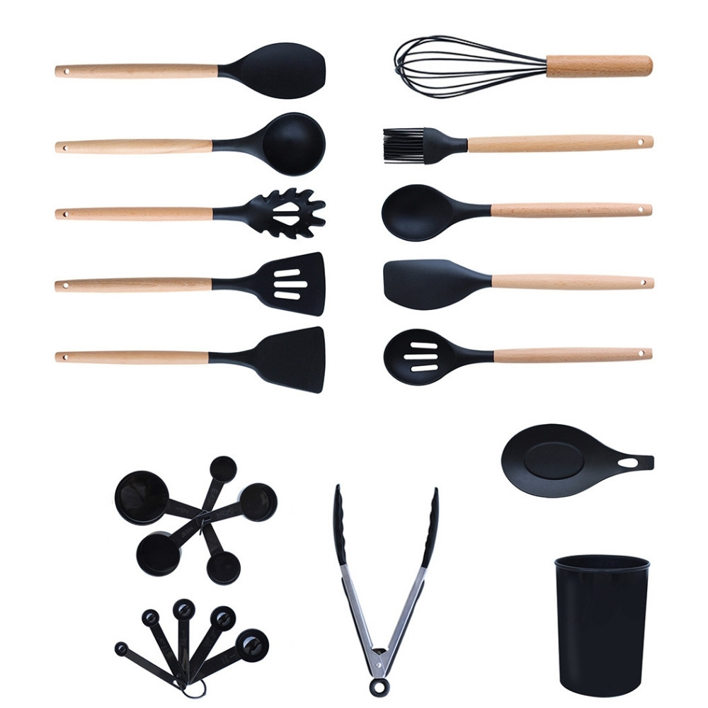 Utensilios de Cocina ¡Lo Necesito! color Negro 23 Piezas de Silicona