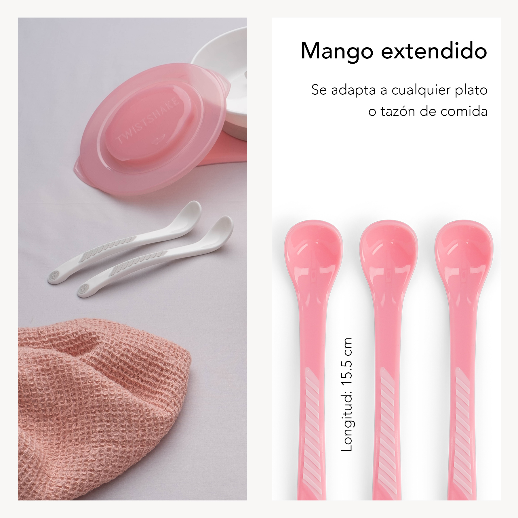 Foto 6 pulgar | Cucharas 4+m Twistshake 3pz color Rosa