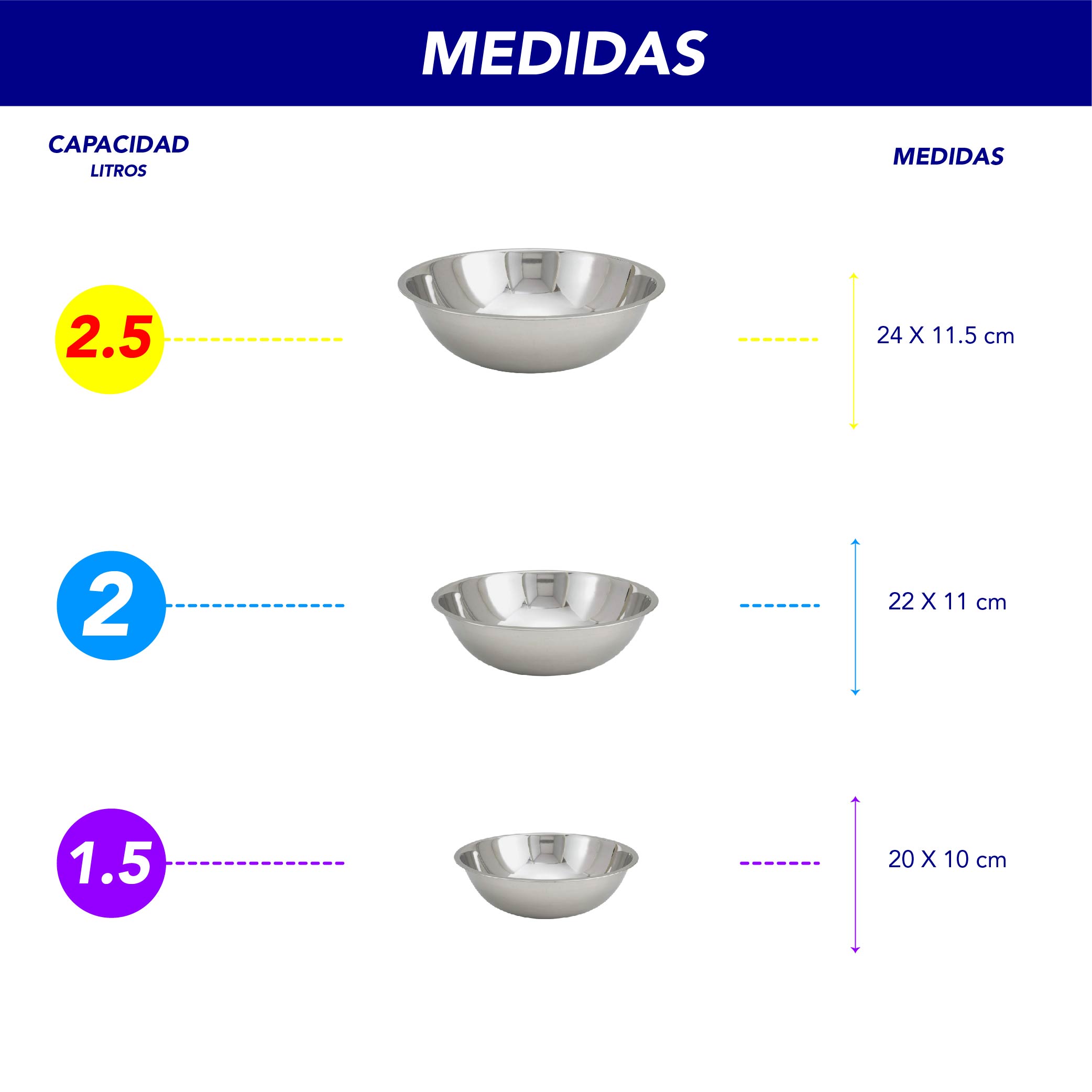 Foto 6 pulgar | Juego de Tazones RD Royal Cook para Mezclar con 6 Piezas de Acero Inoxidable