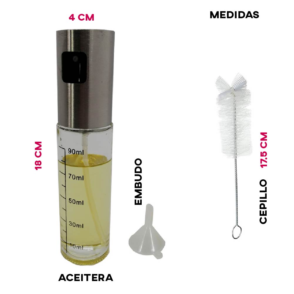 Foto 2 | Dispensador de Aceite Rd Royal Cook Transparente de 100 ml con Cepillo Embudo y Brocha