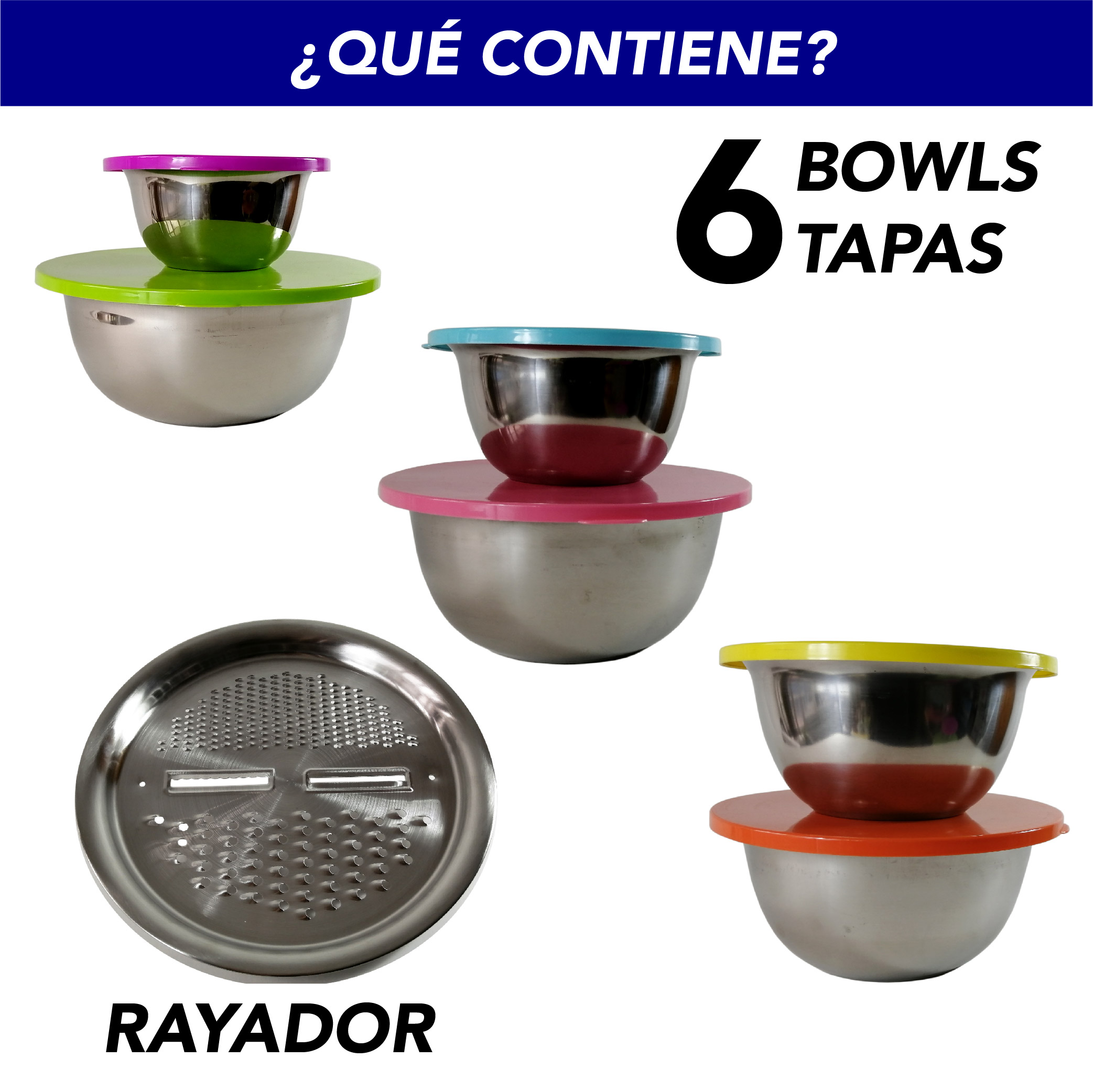 Foto 3 pulgar | Set de 6 Bowls Rd Royal Cook  con Tapas y Rallador de Acero Inoxidable