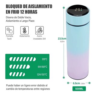 Foto 2 | Termo Digital de Acero Inoxidable de Capacidad 500 ml