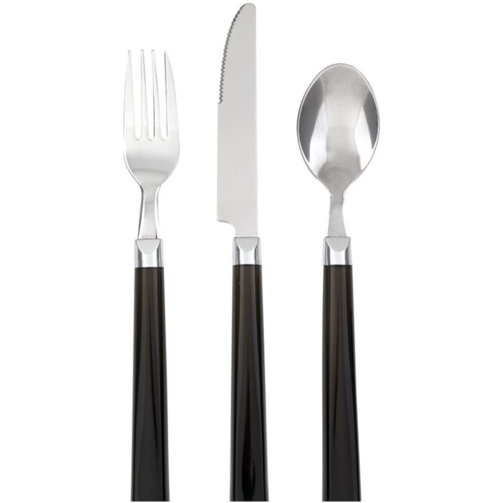 Juego de Cubiertos Gibson color Negro con 12 Piezas Acabado en Tambor Mango de Plástico