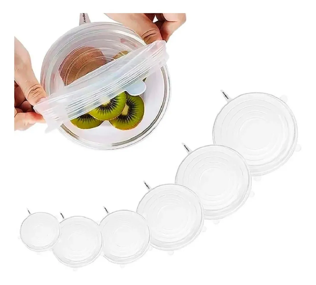Foto 1 | Paquete de 6 Tapas Malubero Transparente de Silicón Flexible Hermética Reutilizables y Elásticas