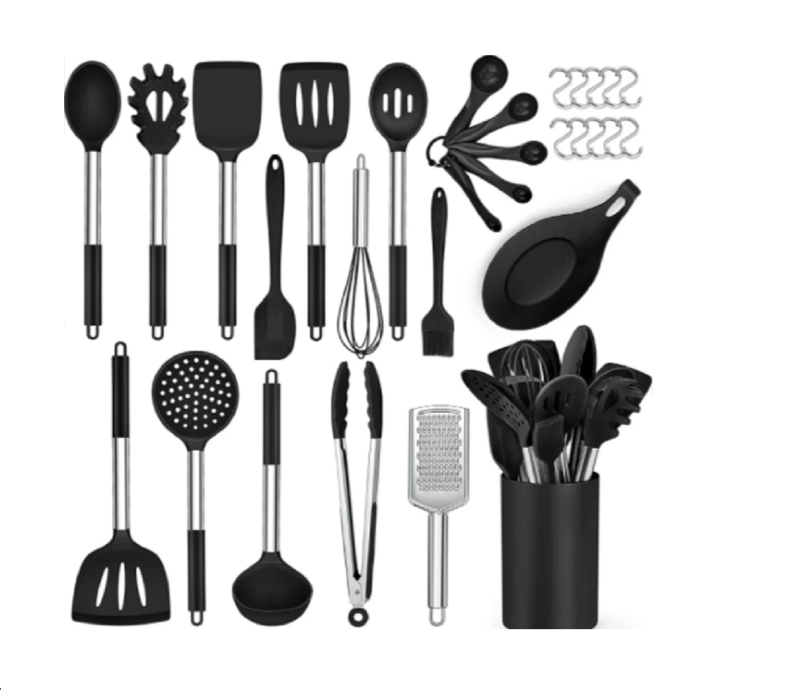 Foto 2 pulgar | Set de 30 Utensilios Malubero de Silicona color Negro