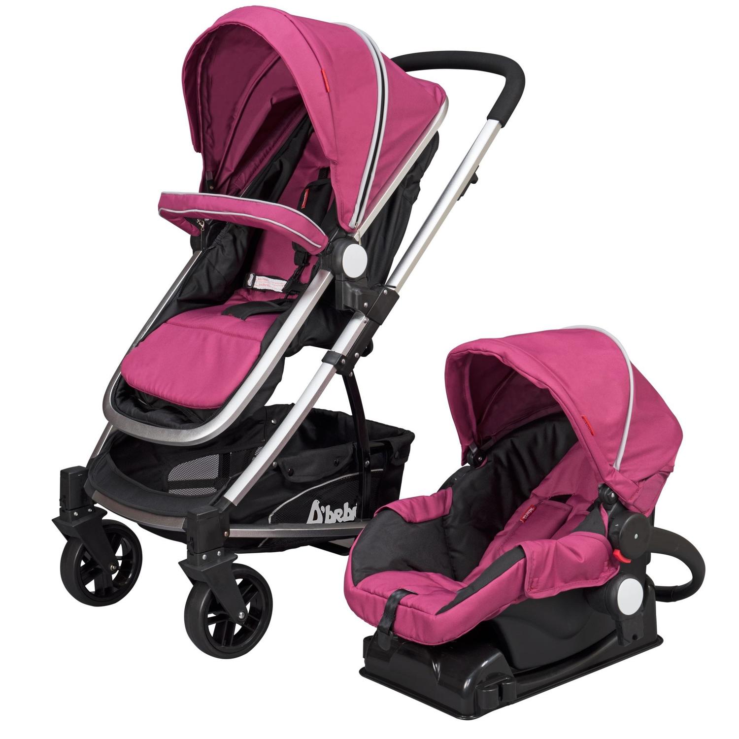 Carriolas con Portabebé D bebé color Rosa Travel System Crown Reversible