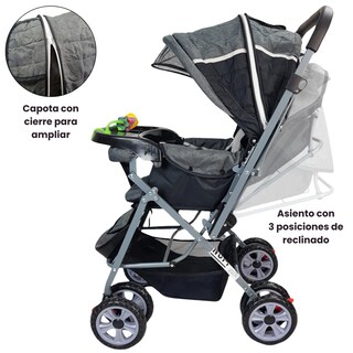 Foto 2 | Carriola Reversible con Charola 3 Posiciones de Reclinado Toldo Plegable